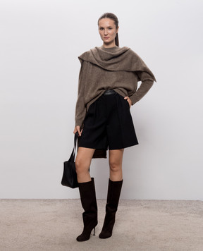 Max Mara Коричневий светр ARIA з вовни яка з шарфом SMMARIA