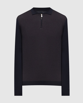 Enrico Mandelli Синее поло из шерсти и шелка с логотипом 2K040A5904