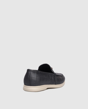 Zilli Синие кожаные лоферы с блестящей текстурой 101Csh