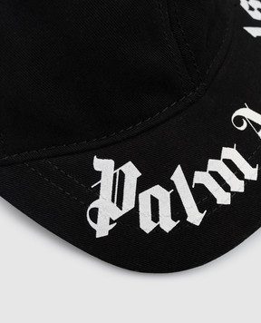 Palm Angels Детская черная кепка с контрастным принтом логотипа PBLB002S26FAB001