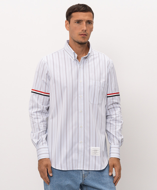 Thom Browne Блакитна сорочка в смужку MWL301OF1223 зображення 3