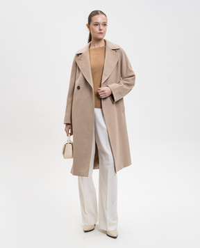 Max Mara Weekend Бежевое двубортное пальто CASCIA из кашемира CASCIA