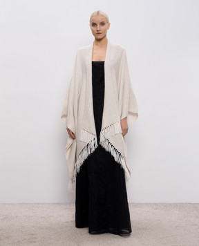 Brunello Cucinelli Бежевое пончо с льном MSCDAGP08