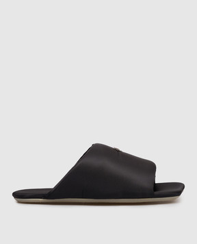 Maison Margiela MM6 Черные шлепанцы с фактурной эмблемой S66WP0125P7705