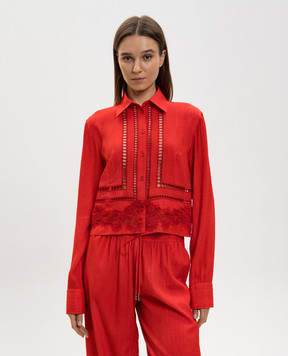 Ermanno Scervino Красная блузка с кружевом D482K338APEMY