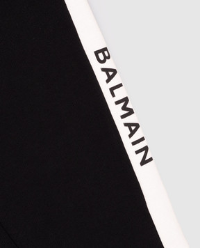 Balmain Дитячі чорні джогери з принтом логотипа BZ6L50Z31831214