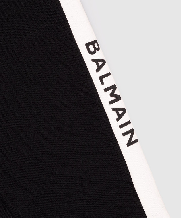 Balmain Детские черные джоггеры с принтом логотипа BZ6L50Z31831214 изображение 3