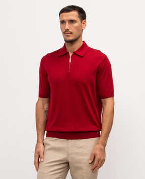 Stefano Ricci Бордове поло із шовку з вишивкою монограми логотипа K616215P31F26101