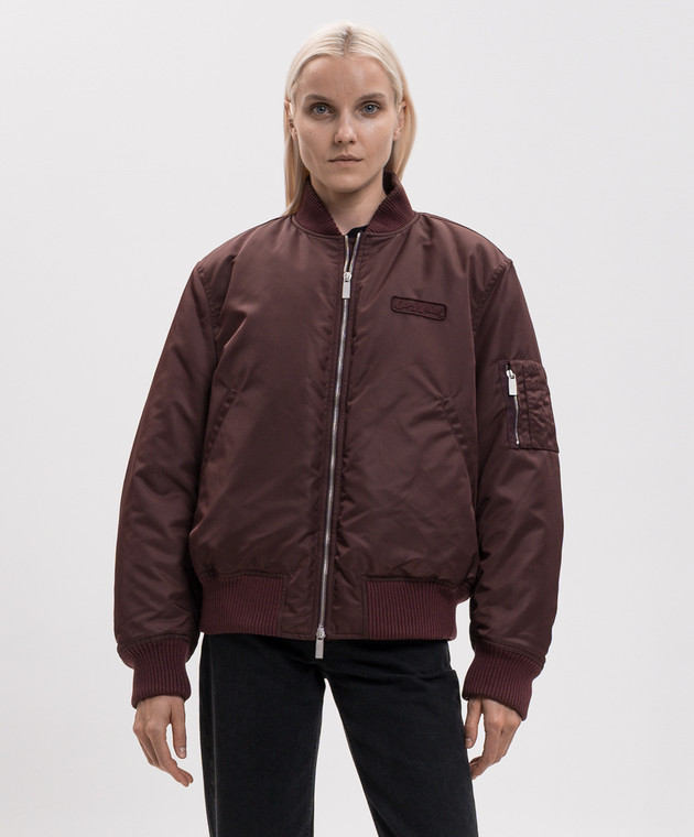 Off-White Бордовый бомбер с нашивкой логотипа 2FG00660T изображение 3