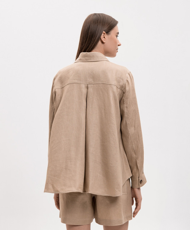 Max Mara Weekend Бежева сорочка WKIPOMPOSA з льону WKIPOMPOSA зображення 4