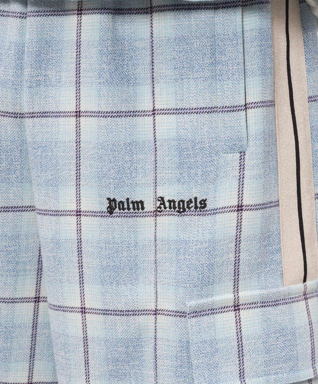 Palm Angels Блакитні шорти-карго в клітинку PMCS014S26FAB001 зображення 5