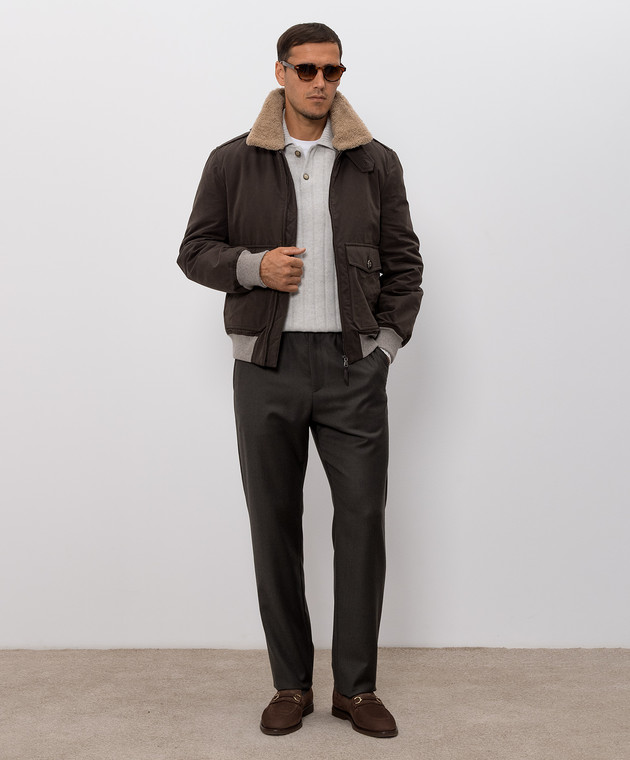Brunello Cucinelli Серый свитер из кашемира с воротником-поло M22506005 изображение 2