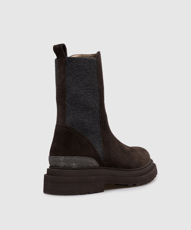 Brunello Cucinelli Коричневые замшевые челси с цепочкой мониль MZSFG3307P изображение 3
