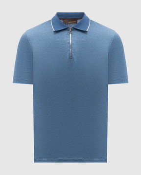 Brett Johnson Синє поло з льону та шовку SS26J82JD609OCE