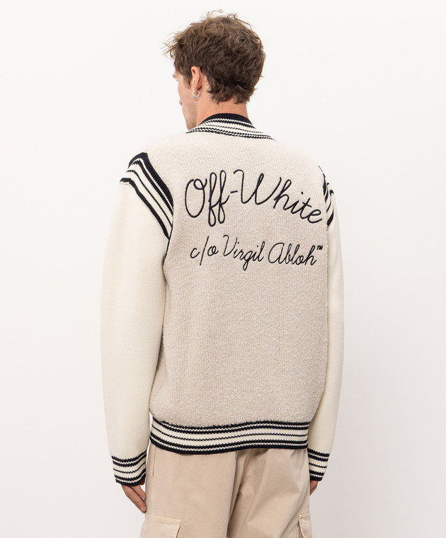 Off-White Бежевый кардиган с шерстью альпаки 44MHB02UF26K001 изображение 4