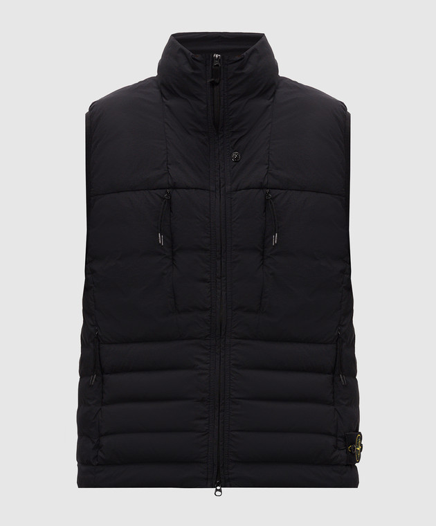 Stone Island Чорний пуховий жилет з патчем логотипа L2S15G100011S0183