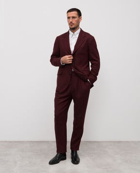 Brunello Cucinelli Бордовый костюм из шерсти и кашемира MV417LDWM