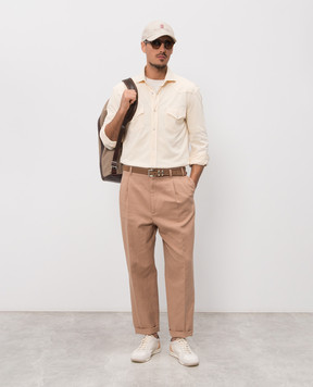 Brunello Cucinelli Бежеві штани з льоном MP44DS2440