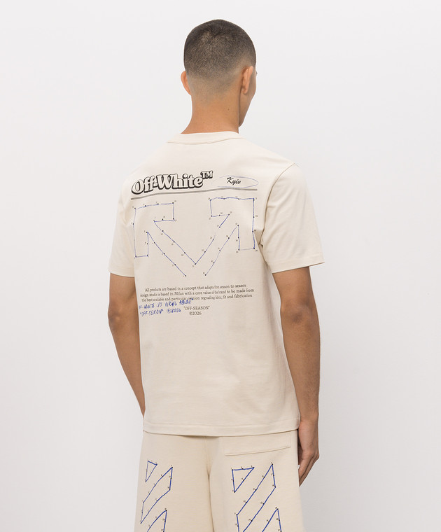 Off-White Бежевая футболка с принтом Connect Dots 44MAA16MF26J00U изображение 4