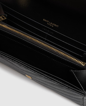 Saint Laurent Черный кожаный стеганый кошелек CASSANDRE 372264BOW01