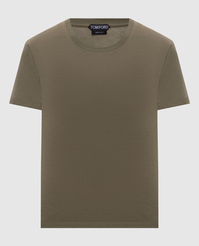 Tom Ford Футболка цвета хаки с монограммой TSJ629JEX190