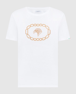 Stefano Ricci Біла футболка з вишивкою емблеми MNH6104970803