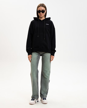 Off-White Чорне худі з принтом логотипа 2BB06DS26FLE001
