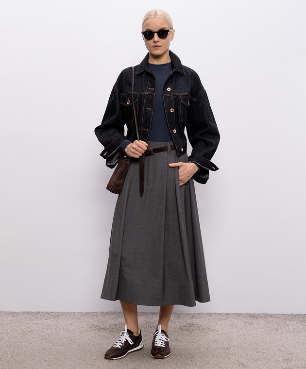 Brunello Cucinelli Синий лонгслив с цепочкой мониль MPTC8BJ300 изображение 2