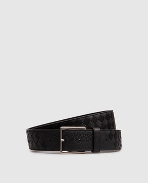 Bottega Veneta Кожаный черный ремень Intrecciato 876745V6U01