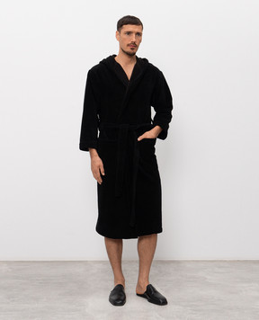 Symbol Home Чорний махровий халат з капюшоном BAMBOOSPONGEBATHROBE
