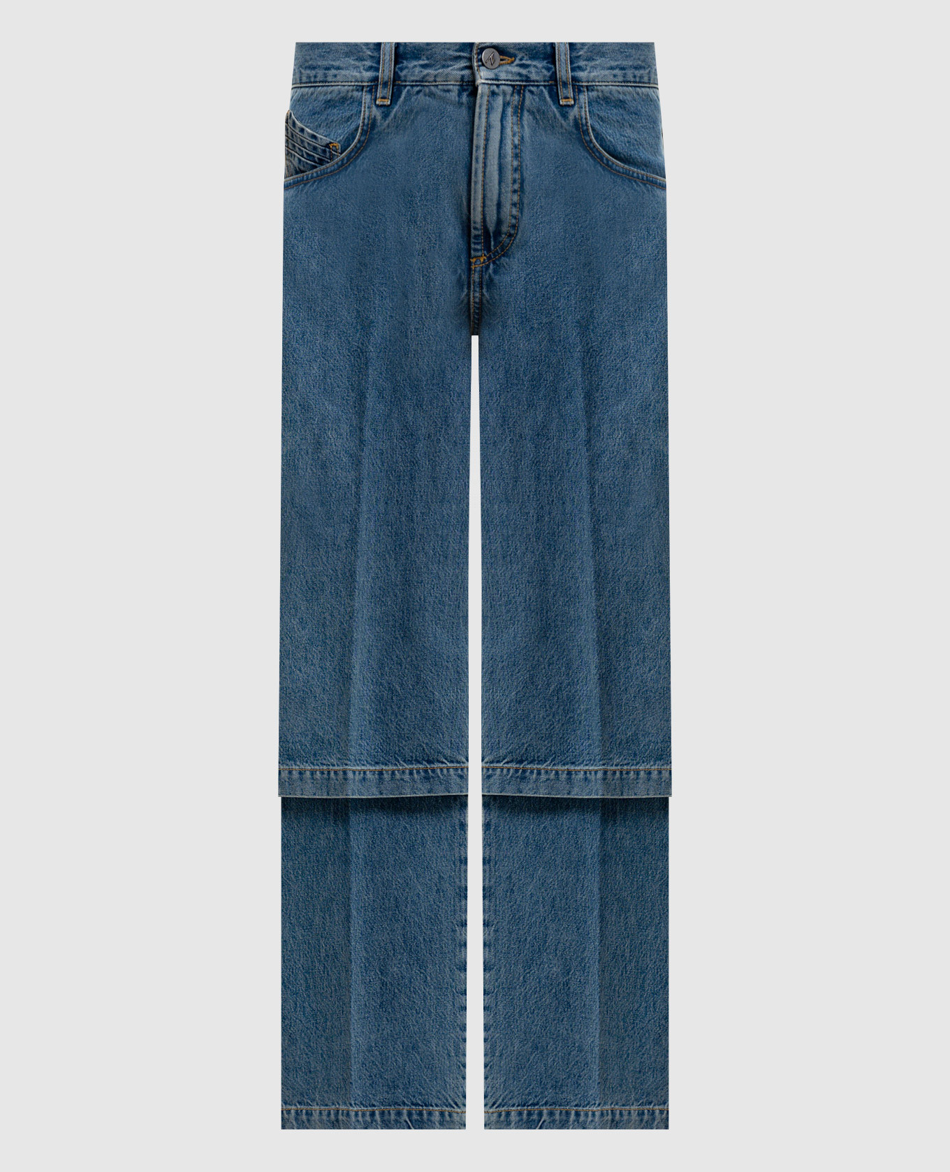 

Синие джинсы с двойной конструкцией, Синий, Прямые джинсы