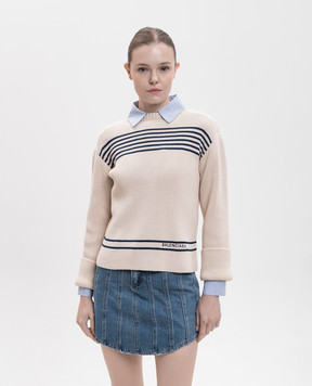 Balenciaga Бежевий светр з візерунком логотипа 876806T3461
