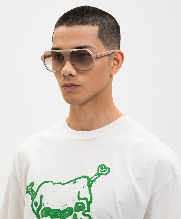 Palm Angels Бежеві сонцезахисні окуляри з ефектом градієнта PA1026171759 зображення 2