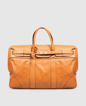 Brunello Cucinelli Коричнева шкіряна дорожня сумка Country MBTGBU071