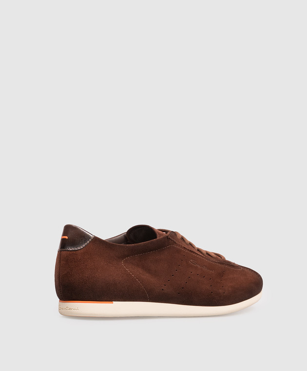 Santoni Коричневые замшевые кроссовки WBYR61449TIRTTNY изображение 3