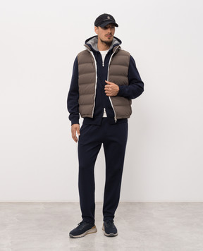 Brunello Cucinelli Синяя спортивная куртка с капюшоном MM8319069G