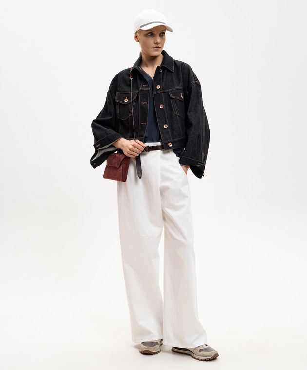 Brunello Cucinelli Синяя футболка с цепочкой мониль MPT18BD222 изображение 2