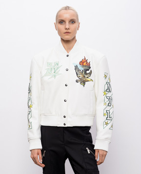 Off-White Белый кожаный бомбер Show NY 29G00321T
