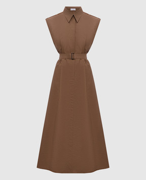 Brunello Cucinelli Коричнева сукня з ланцюжком моніль ML140A5286