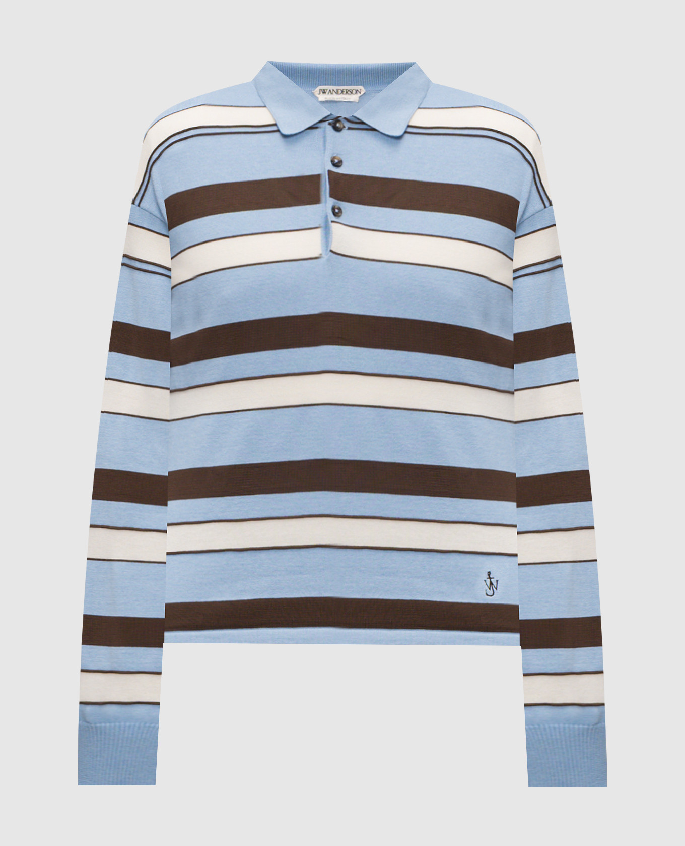 

Голубое поло с шерстью в полоску, Голубой, Поло