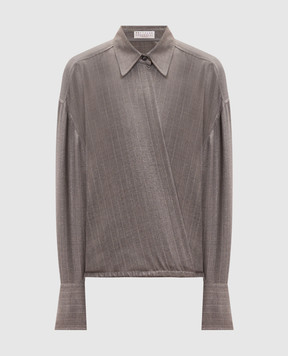 Brunello Cucinelli Сіра блуза з вовни MP189M1J06