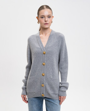 Balmain Сірий кардиган з кашеміру та вовни FF0KO003KJ17