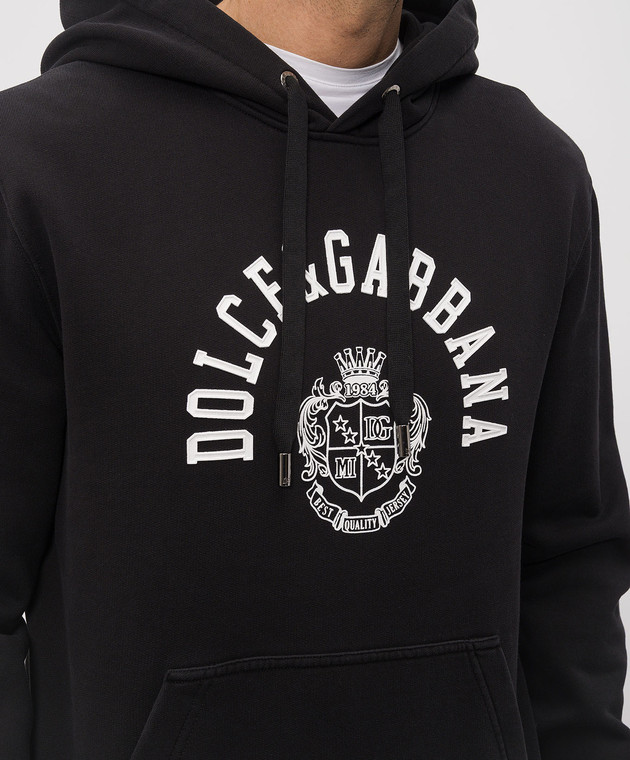 Dolce&Gabbana Черные худи с контрастным принтом логотипа G9BGPTG7POT изображение 4