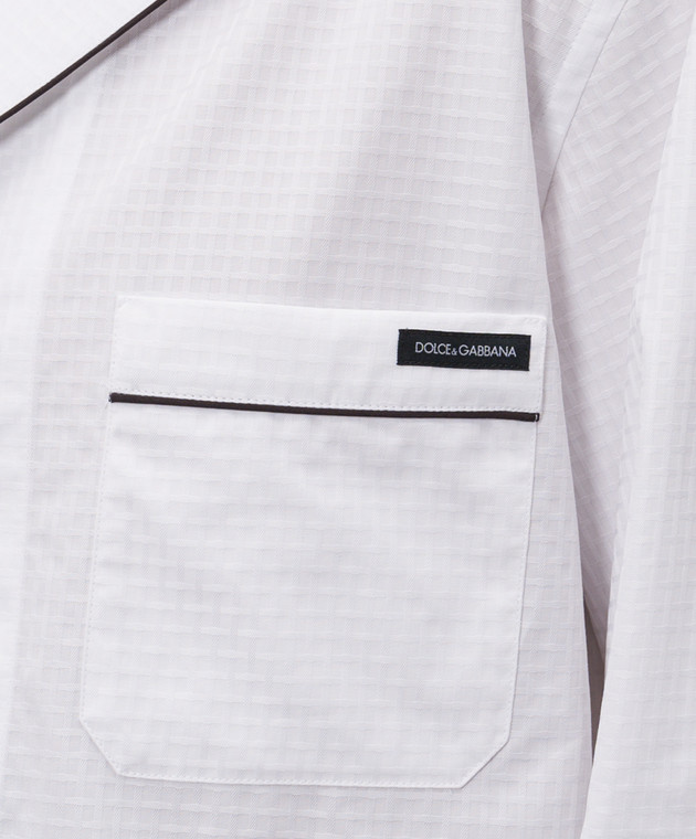 Dolce&Gabbana Біла сорочка в піжамному стилі в клітинку G5OI9TFU5YX зображення 4