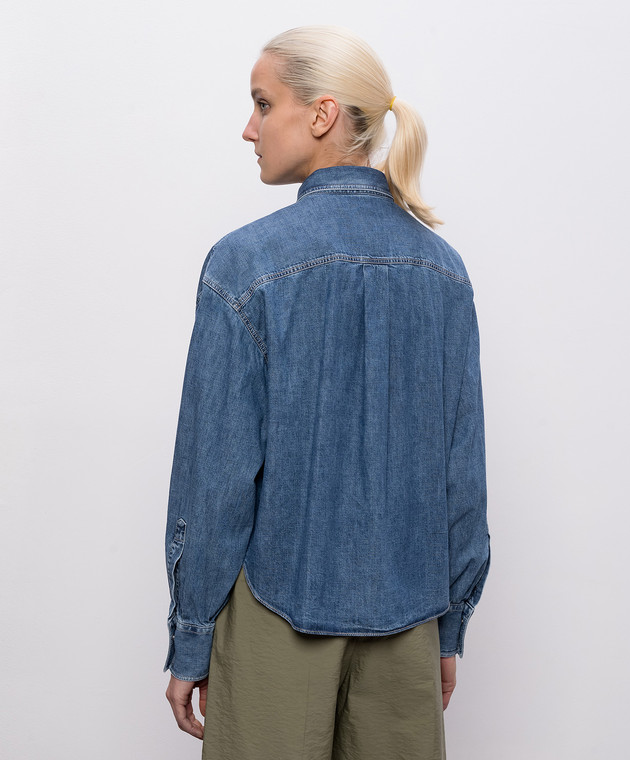 Brunello Cucinelli Синя джинсова сорочка з ланцюжком моніль MH192RB526 зображення 4