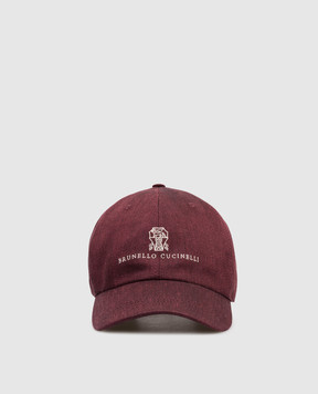 Brunello Cucinelli Бордовая кепка из льна и шерсти MZ4089850