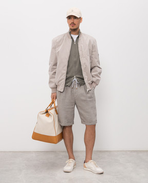 Brunello Cucinelli Шорты цвета хаки из льна M243DU0020