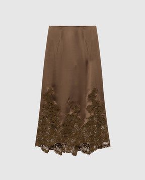 Ermanno Scervino Спідниця кольору хакі із шовку з мереживом D492O741APNXE