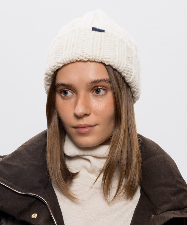 Woolrich Шапка из шерсти цвета айвори с нашивкой логотипа CFWWAC0196FBUF0766 изображение 2