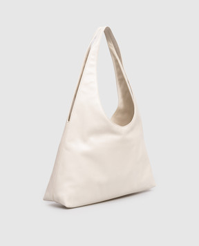 Alexander Wang Шкіряна сумка-хобо кольору айворі з фактурним логотипом 20226K62L